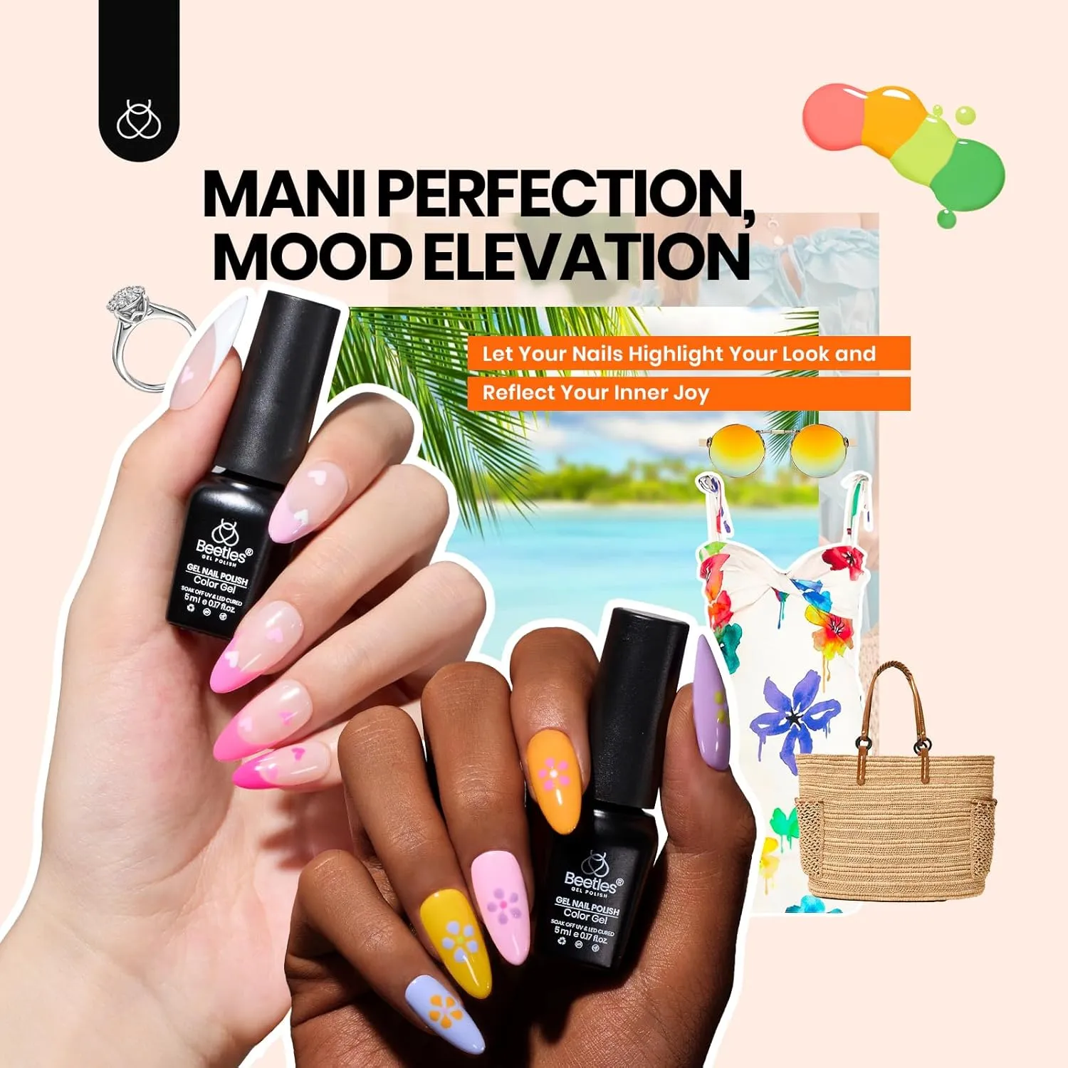 Beetles Gel Nail Polish Kit with U V Light-75PCS Chic Outfits 45 Colors Gel Polish Starter Kit,Soak Off All Season Gel Nail Kit with 5PCS Base Top Coat Nail Art Tools-Perfect Manicure Kit for Women
