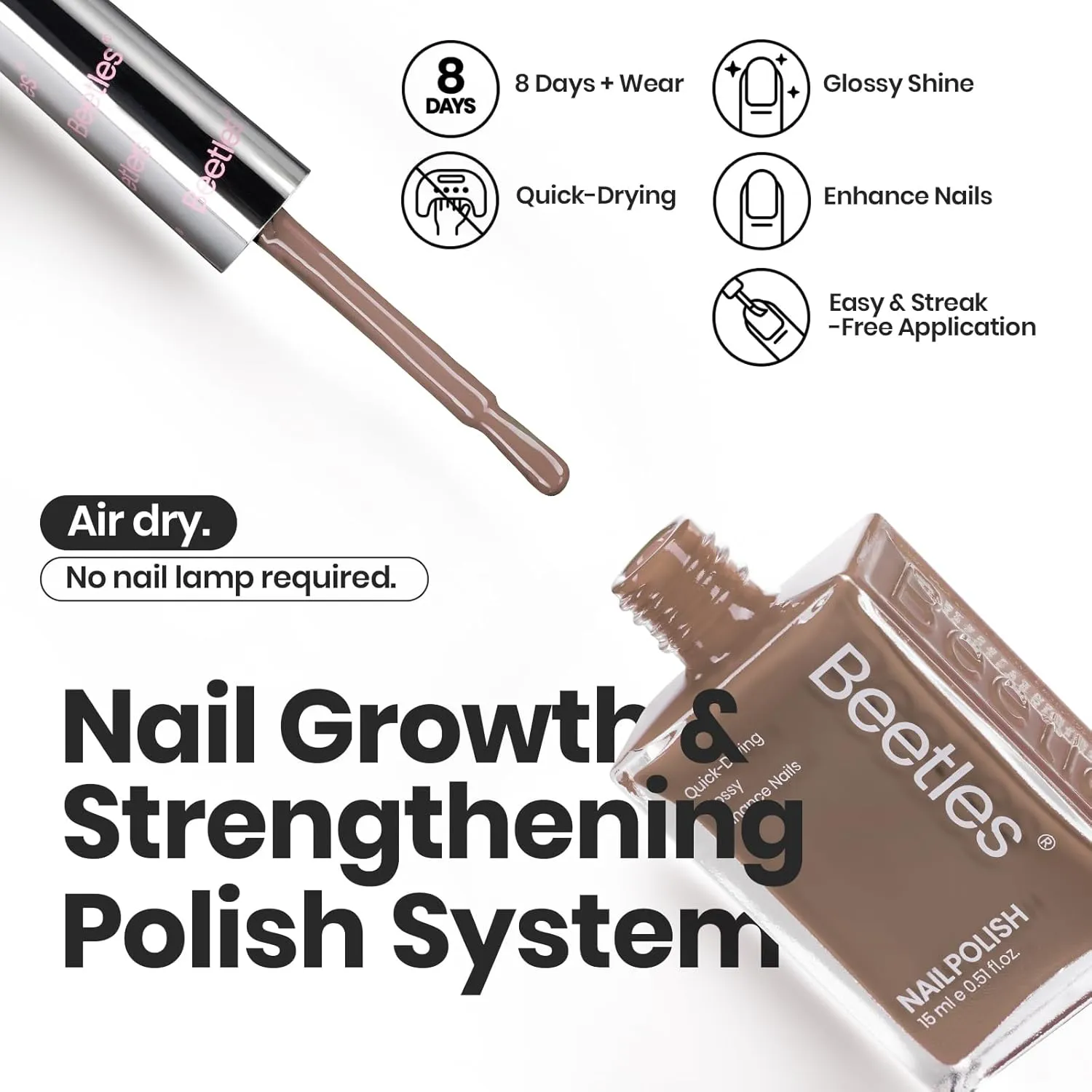 Beetles Nude Nail Polish Set Coconut Mousse 6Pcs 15ml, Pink Nail Fast Drying Long Lasting Neutral Brown Red Burgundy Dark Lacquer Glossy for Salon-Quality Results