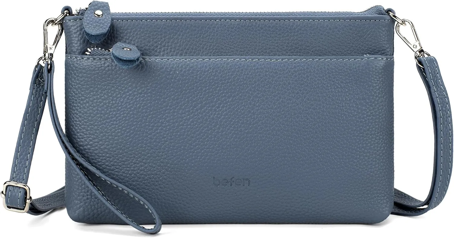 befen Genuine Leather Wristlet Clutch Wallet Purses with RFID Blocking, Small Crossbody Bags Shoulder Handbag for Women