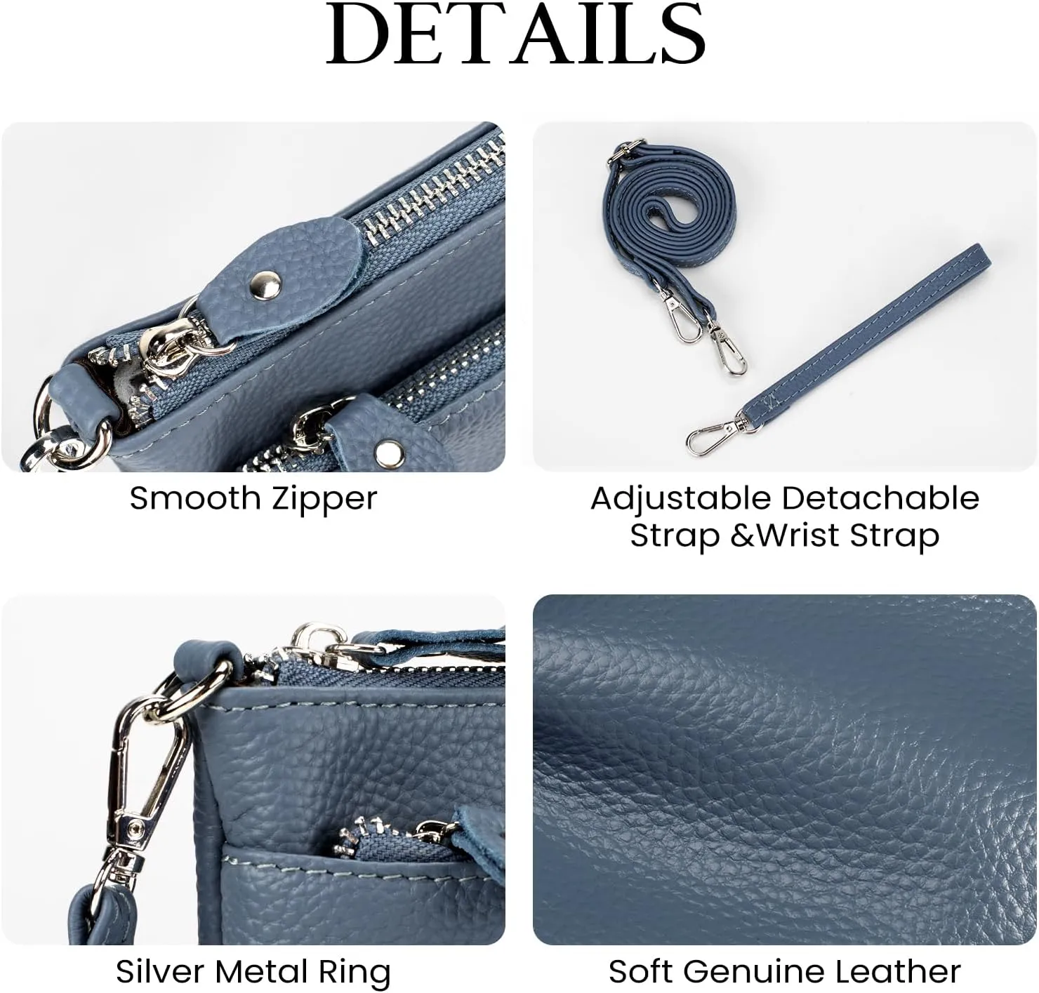befen Genuine Leather Wristlet Clutch Wallet Purses with RFID Blocking, Small Crossbody Bags Shoulder Handbag for Women