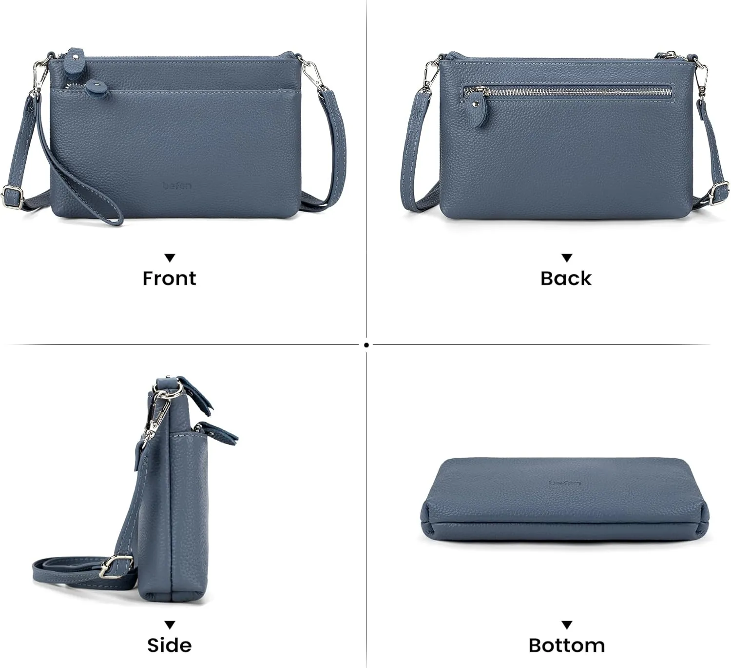 befen Genuine Leather Wristlet Clutch Wallet Purses with RFID Blocking, Small Crossbody Bags Shoulder Handbag for Women