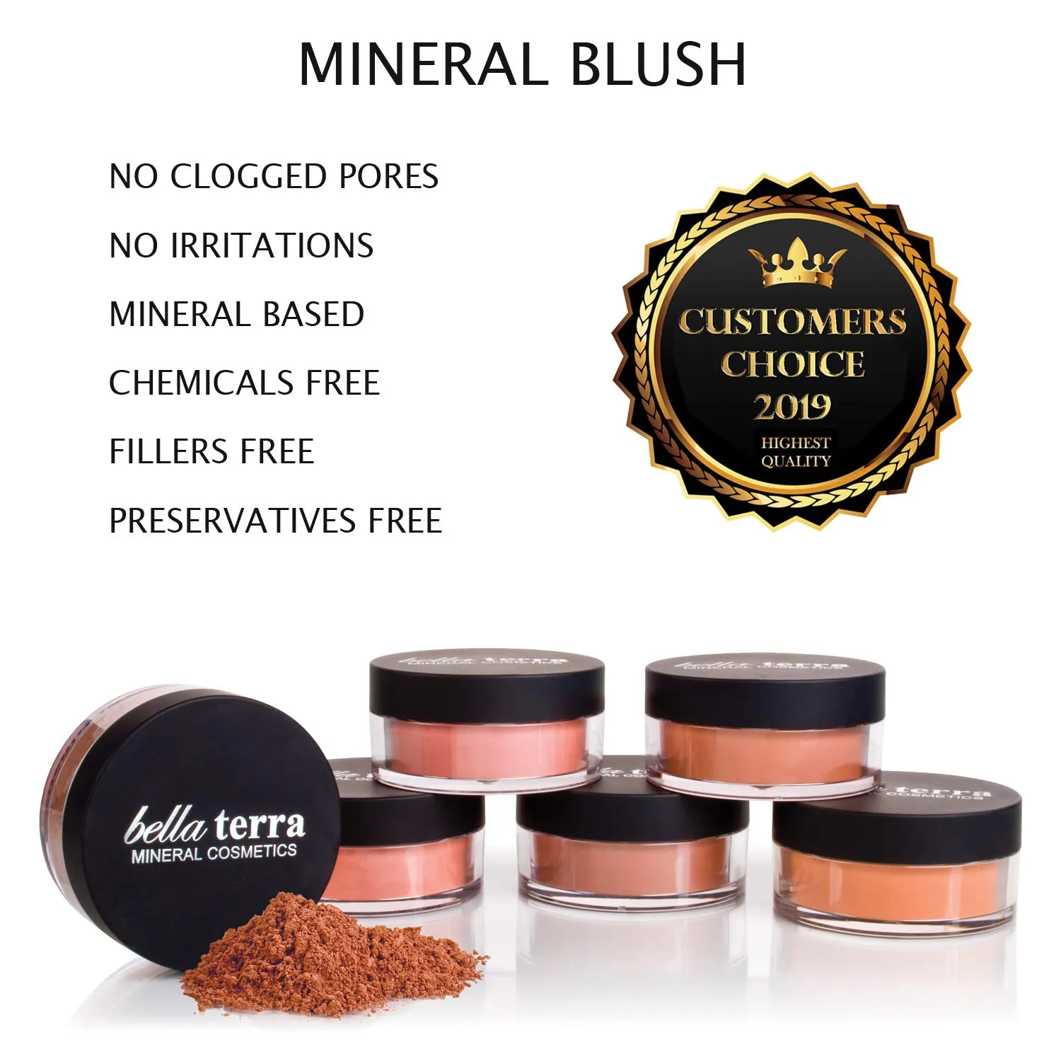 Bellaterra Cosmetics Mineral Loose Blush - Contouring, Long Lasting, Illuminating in 5 Shades for All Skin Types. (SUNSET PLUM, 9g)