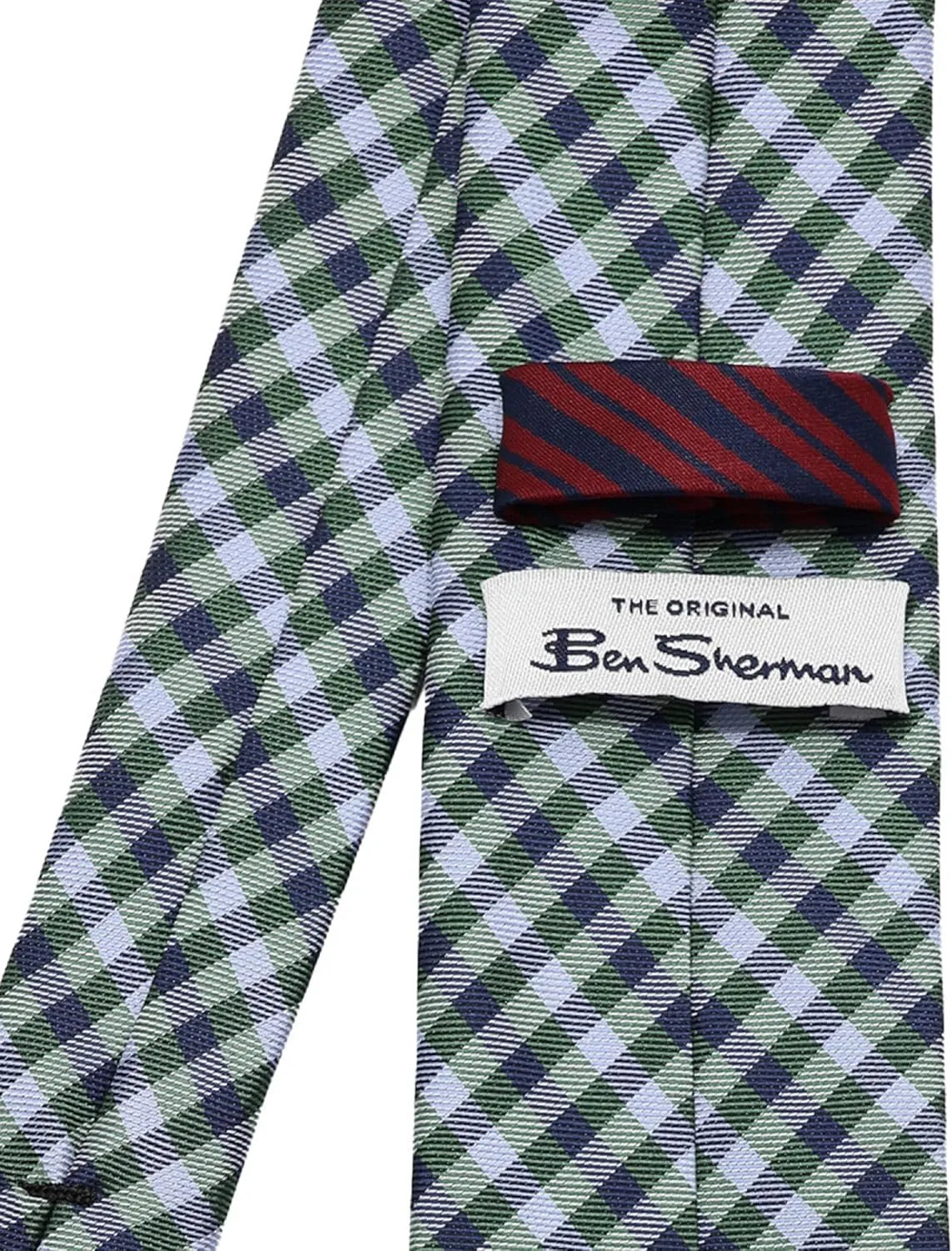 Ben Sherman Men's Plaid Silk Neck Tie - 100% Silk Woven, Traditional English Design with Signature Stripe Lining