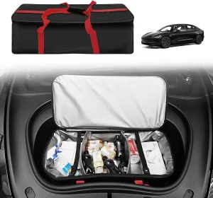 BestEvMod Frunk Organizer Compatible with 2024 2025 Refreshed Tesla Model 3 Highland Insulated Cooler Bag Waterproof Front Trunk Premium Leakproof Heavy Duty Bags Adjustable Dividers