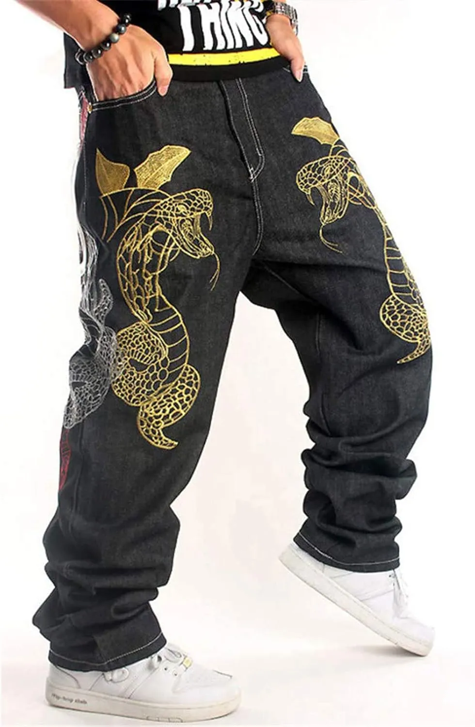 Black Baggy Jeans Men Y2k Hip Hop Goth Skater Pants Loose Fit Dance Demin Pants Grunge Graphic Jnco Jeans