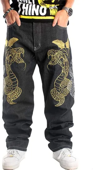 Black Baggy Jeans Men Y2k Hip Hop Goth Skater Pants Loose Fit Dance Demin Pants Grunge Graphic Jnco Jeans