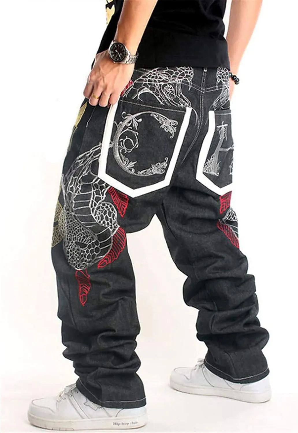 Black Baggy Jeans Men Y2k Hip Hop Goth Skater Pants Loose Fit Dance Demin Pants Grunge Graphic Jnco Jeans