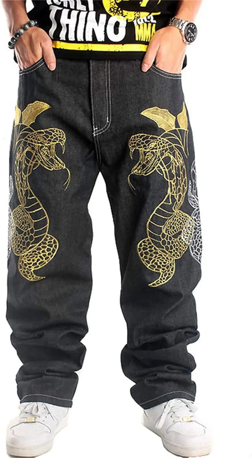 Black Baggy Jeans Men Y2k Hip Hop Goth Skater Pants Loose Fit Dance Demin Pants Grunge Graphic Jnco Jeans