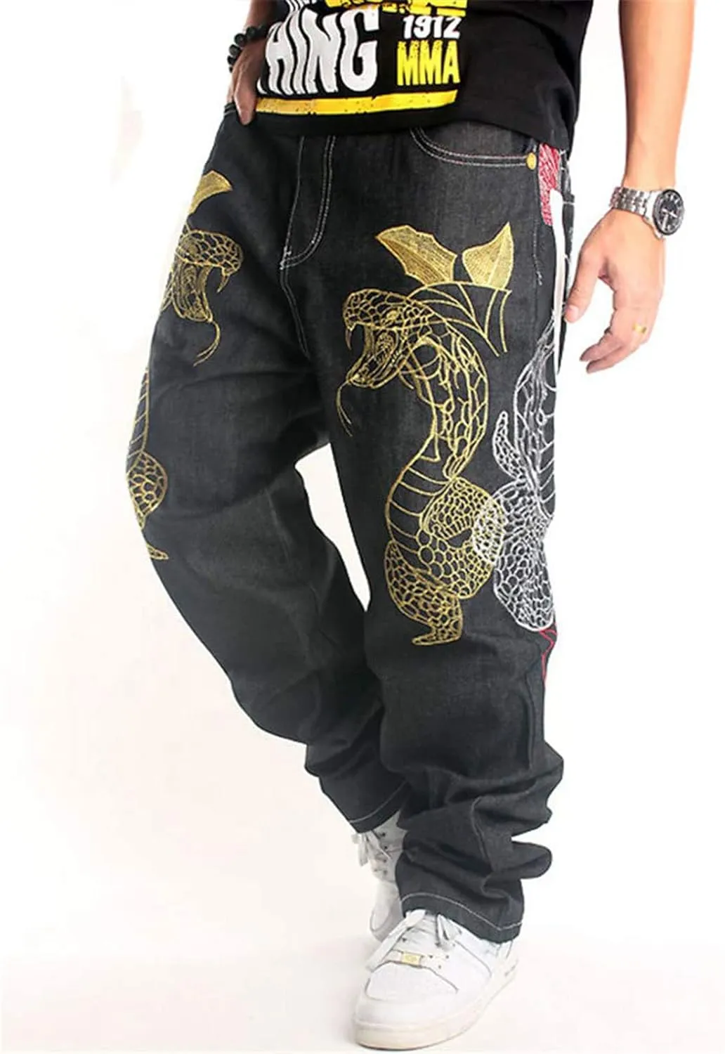 Black Baggy Jeans Men Y2k Hip Hop Goth Skater Pants Loose Fit Dance Demin Pants Grunge Graphic Jnco Jeans