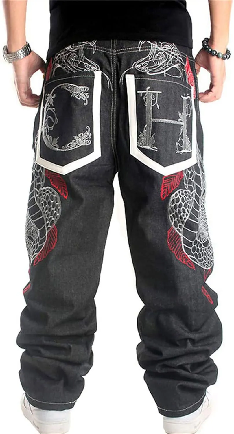 Black Baggy Jeans Men Y2k Hip Hop Goth Skater Pants Loose Fit Dance Demin Pants Grunge Graphic Jnco Jeans