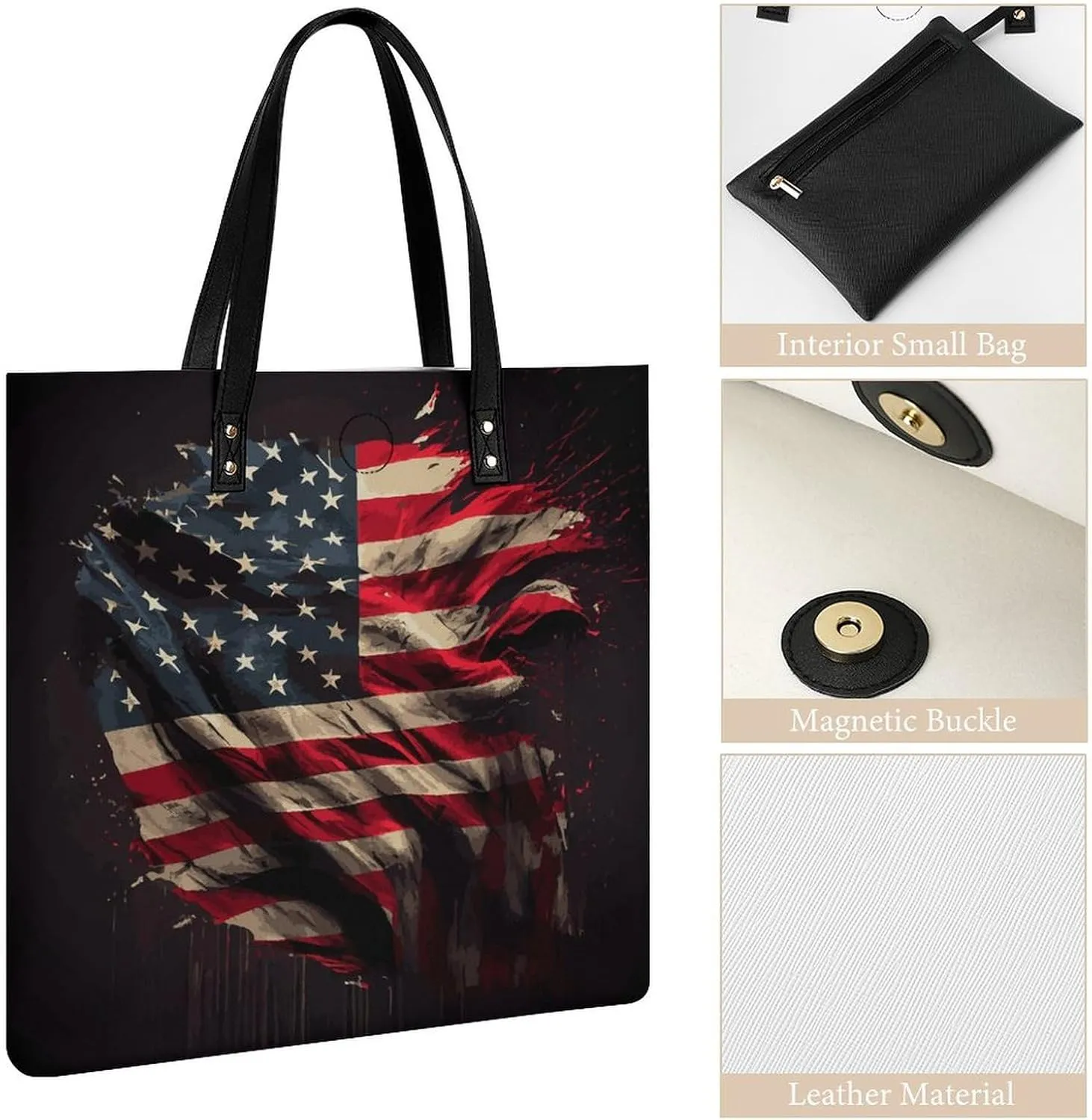 Black White Milk Cow Spots Print Pattern Leather Handbag with Large Space, Fashionable Handbag