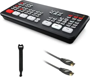 Blackmagic Design ATEM Mini Pro ISO HDMI Livestream Switcher with High-speed 6' HDMI Cable & 10-Pack Straps Bundle