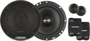 BLAUPUNKT BPS-E650C 6.5" 120W Component Car Speakers with Silk Dome Tweeters, High-Pass/Low-Pass Crossover, and Sleek Design