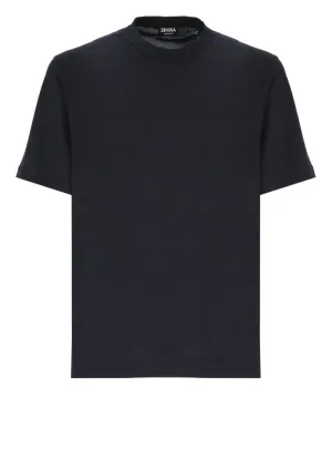 Blue Cotton And Silk T-Shirt