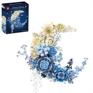 Blue Moon Flower Building Blocks Set（934PCS）Roses Plants Botanical Collection Creative Building Toy 3D Wall Art Home Office Decor Dried Flower Valentine's Day Christmas Birthday Gift for Adults Kids