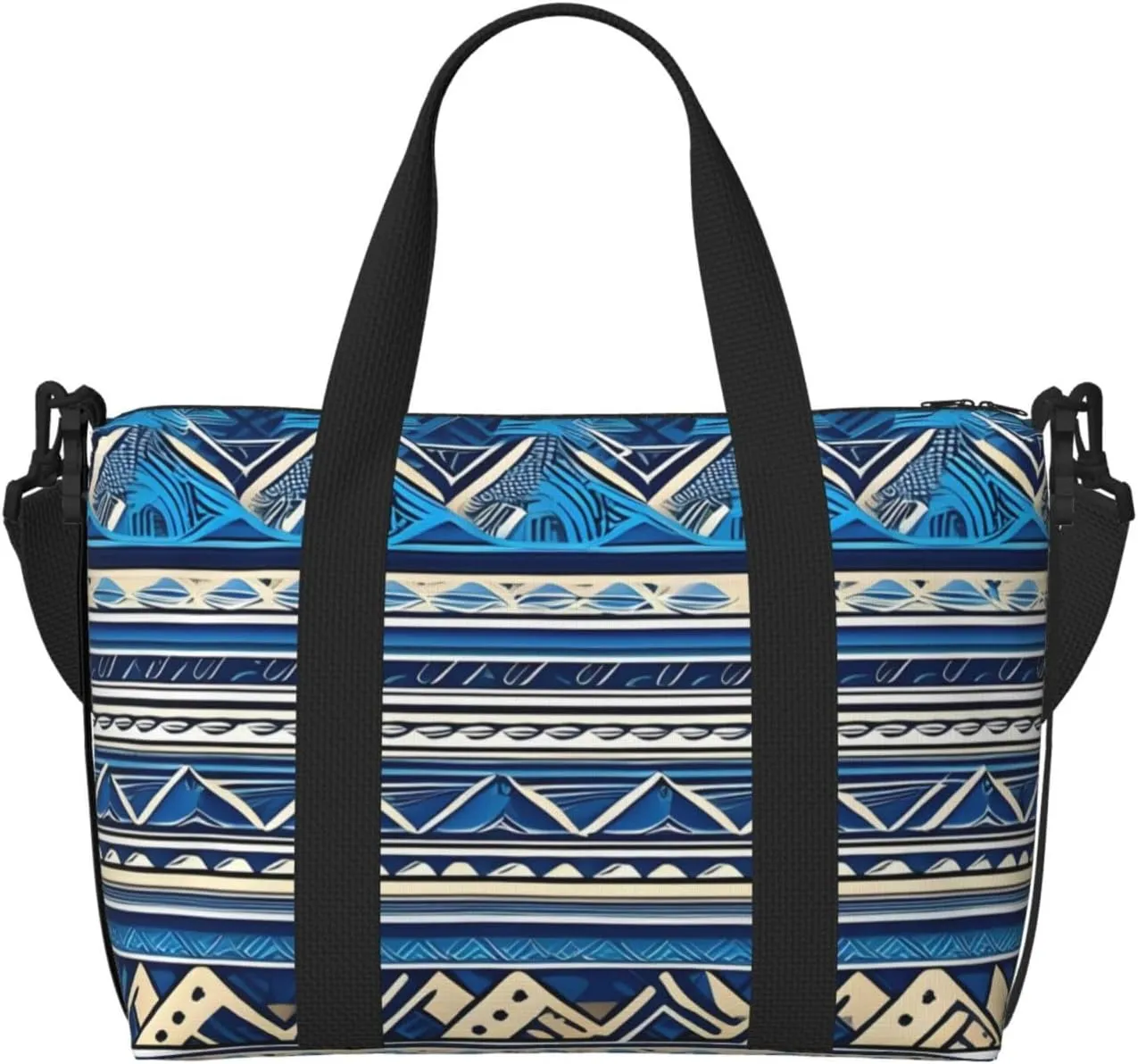 Blue Polynesian Maori Tribal Print Print Hand Travel Bag,Gym Bag,Weekend Travel Overnight Bag,Tote Bag Sports Bag For Women Men