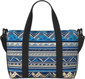 Blue Polynesian Maori Tribal Print Print Hand Travel Bag,Gym Bag,Weekend Travel Overnight Bag,Tote Bag Sports Bag For Women Men