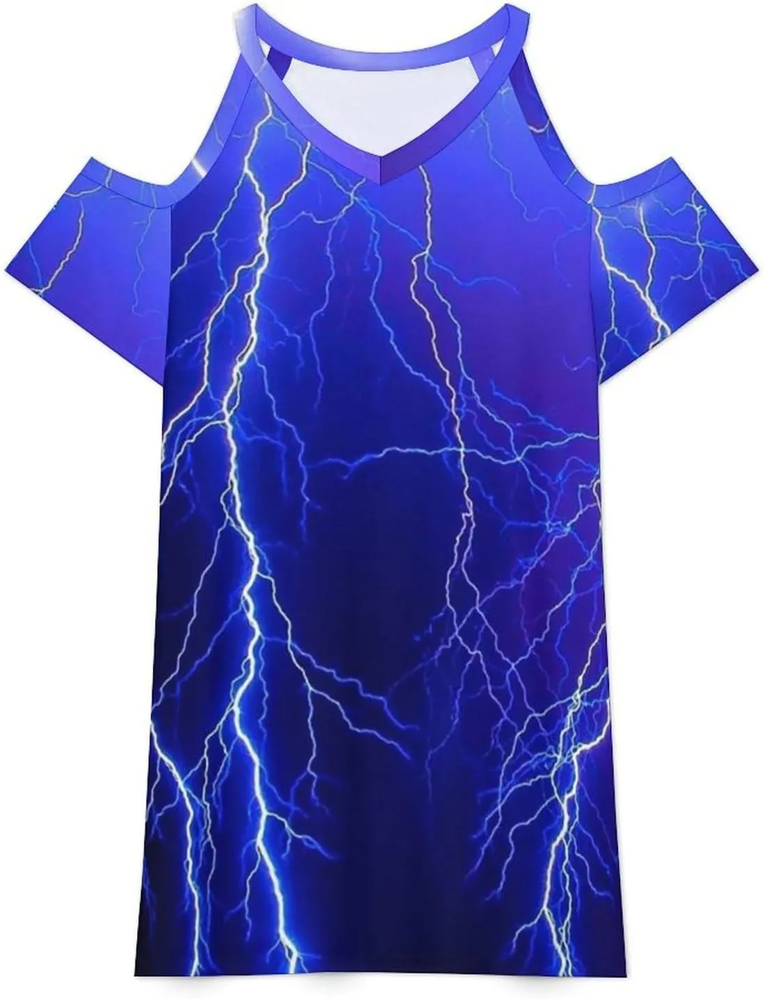 Blue Thunder Storm Women's Mini Dress Off Shoulder Sundress Short Sleeve Dresses Summer