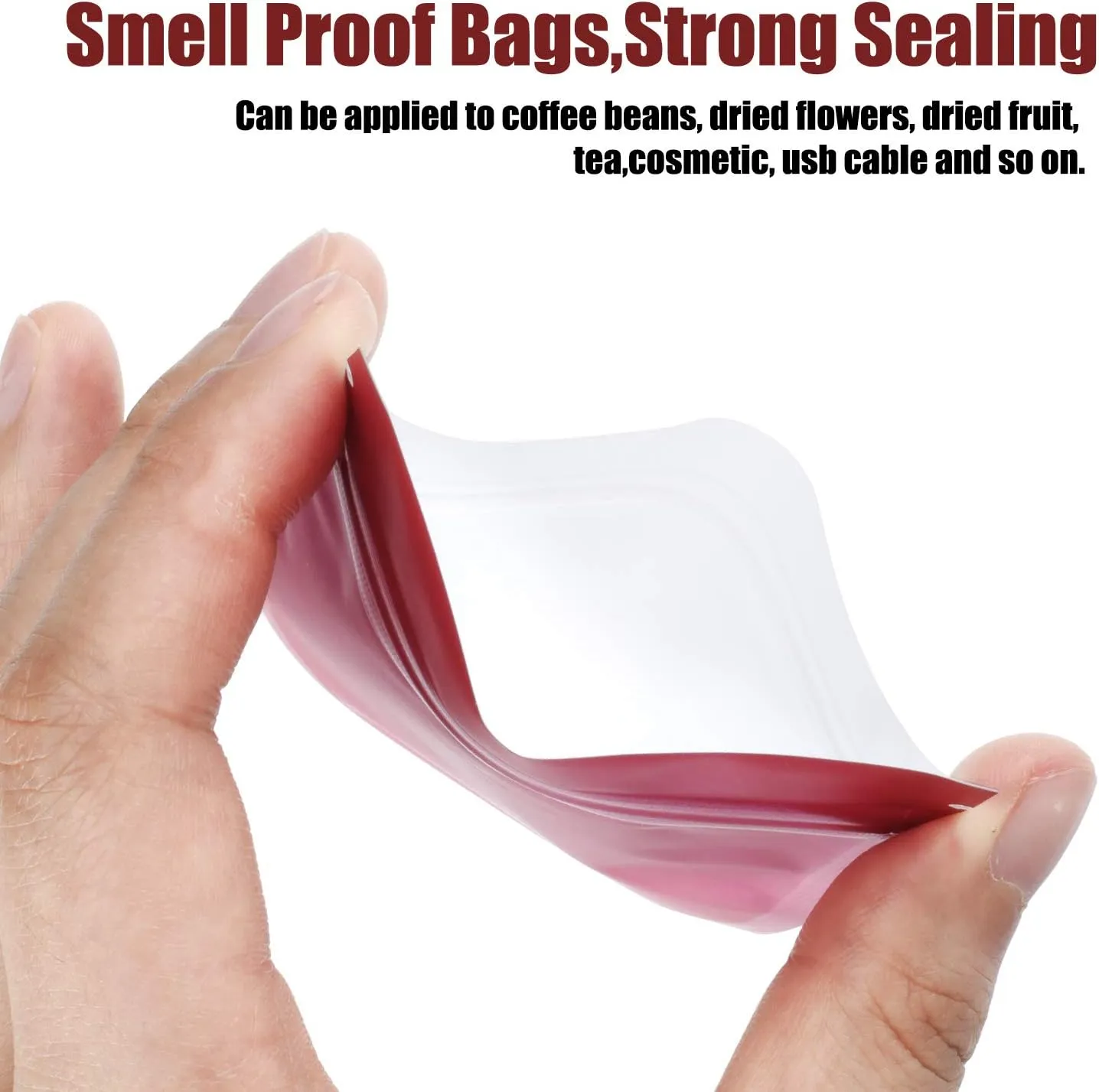 Blulu 100 Pieces Resealable Smell Foil Proof Bag Foil Pouch Flat Bag for Party Favor Food Storage(3 x 4 Inch,Pink)