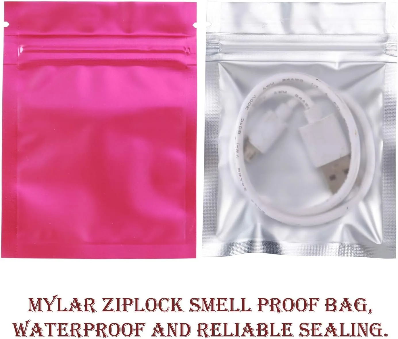 Blulu 100 Pieces Resealable Smell Foil Proof Bag Foil Pouch Flat Bag for Party Favor Food Storage(3 x 4 Inch,Pink)