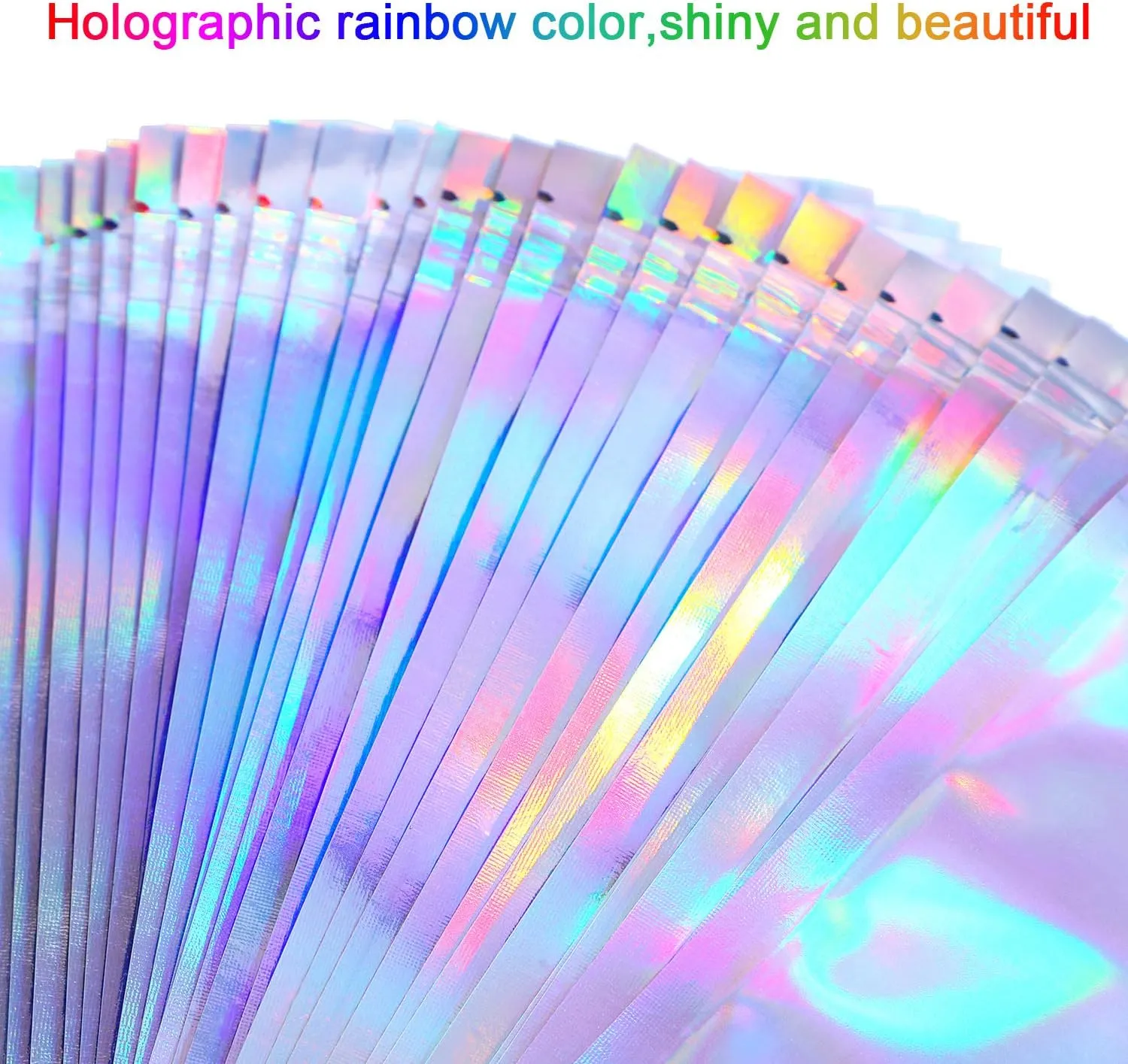 Blulu 100 Pieces Resealable Smell Foil Proof Bag Foil Pouch Flat Bag for Party Favor Food Storage(7 x 9 Inches,Holographic Color)