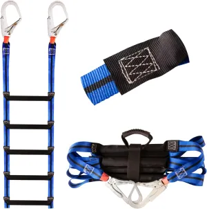 Boat Ladder with 2 Heavy Duty Hooks,5 Step Rope Ladder for Adults and Kids - Portable Webbing Ladders for Sailboat, Tree House, Fishing Boat, Kayak,Outdoor Climbing
