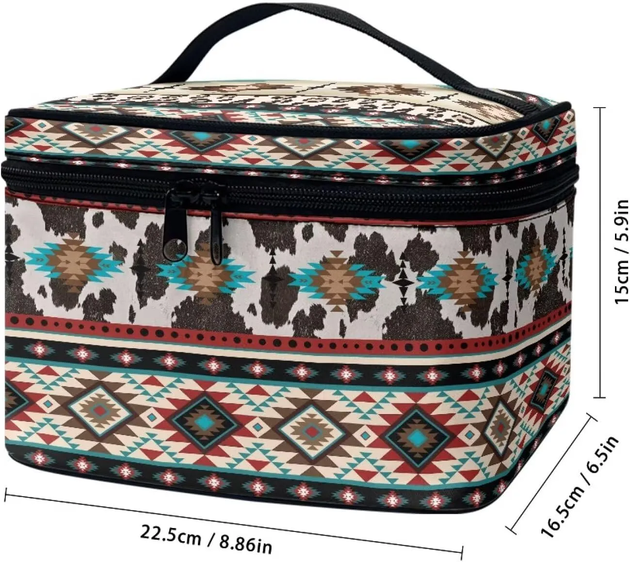 Boatee Aztec Cow Print Makeup Bag Fashion Purse Large Makeup Organizer Travel Cosmetic Bag Makeup Brushes Aesthetic Accessories Toiletry Bags Wallet