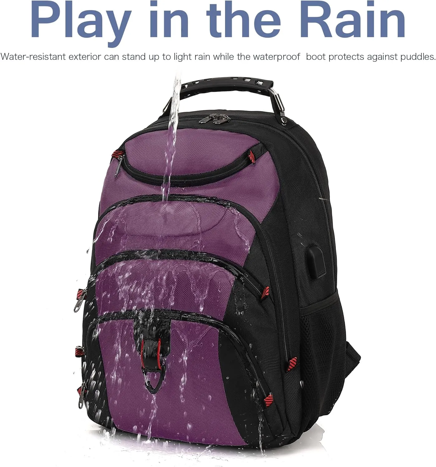 Boavan Laptop Backpack for men, 15.6 inch Laptop Bag with USB Port, Waterproof Travel Work Backpack Purse, Anti-Theft Teacher Nurse Doctor Casual Bookbags Office Business backpack，Purple Black