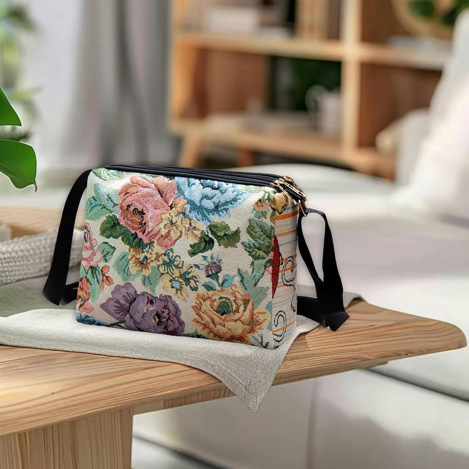 Boho Embroid Shoulder Bag for Women Crossbody, Adjustable Canvas Travel Crossbody Bag with Zipper, Shoulder Bag Mother Gift