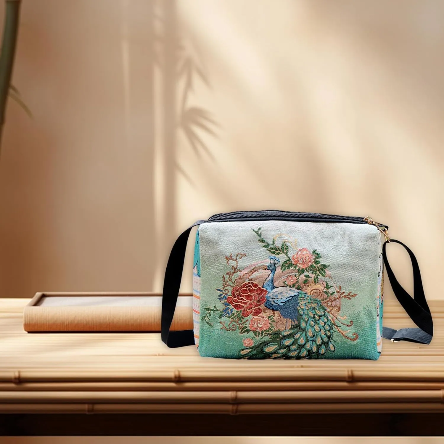Boho Embroid Shoulder Bag for Women Crossbody, Adjustable Canvas Travel Crossbody Bag with Zipper, Shoulder Bag Mother Gift