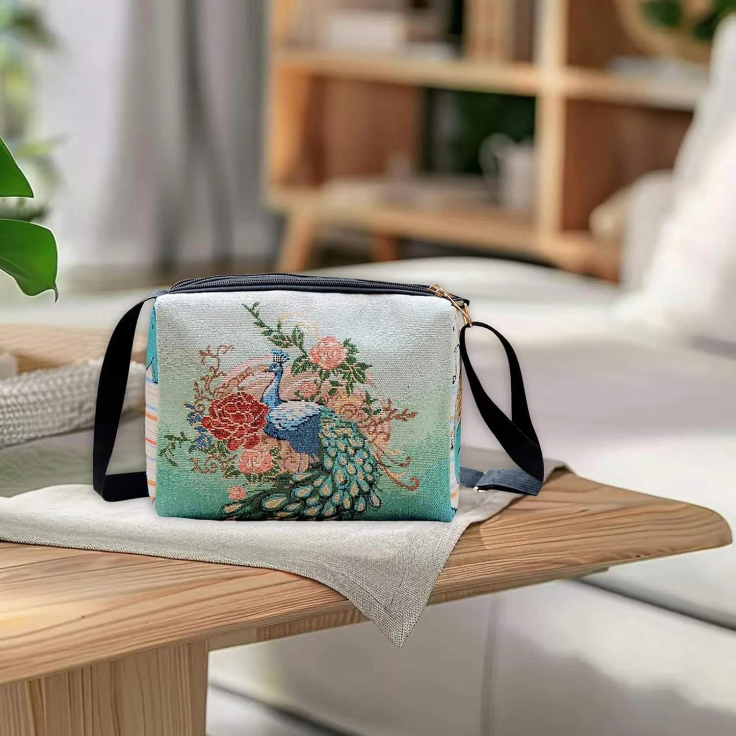Boho Embroid Shoulder Bag for Women Crossbody, Adjustable Canvas Travel Crossbody Bag with Zipper, Shoulder Bag Mother Gift