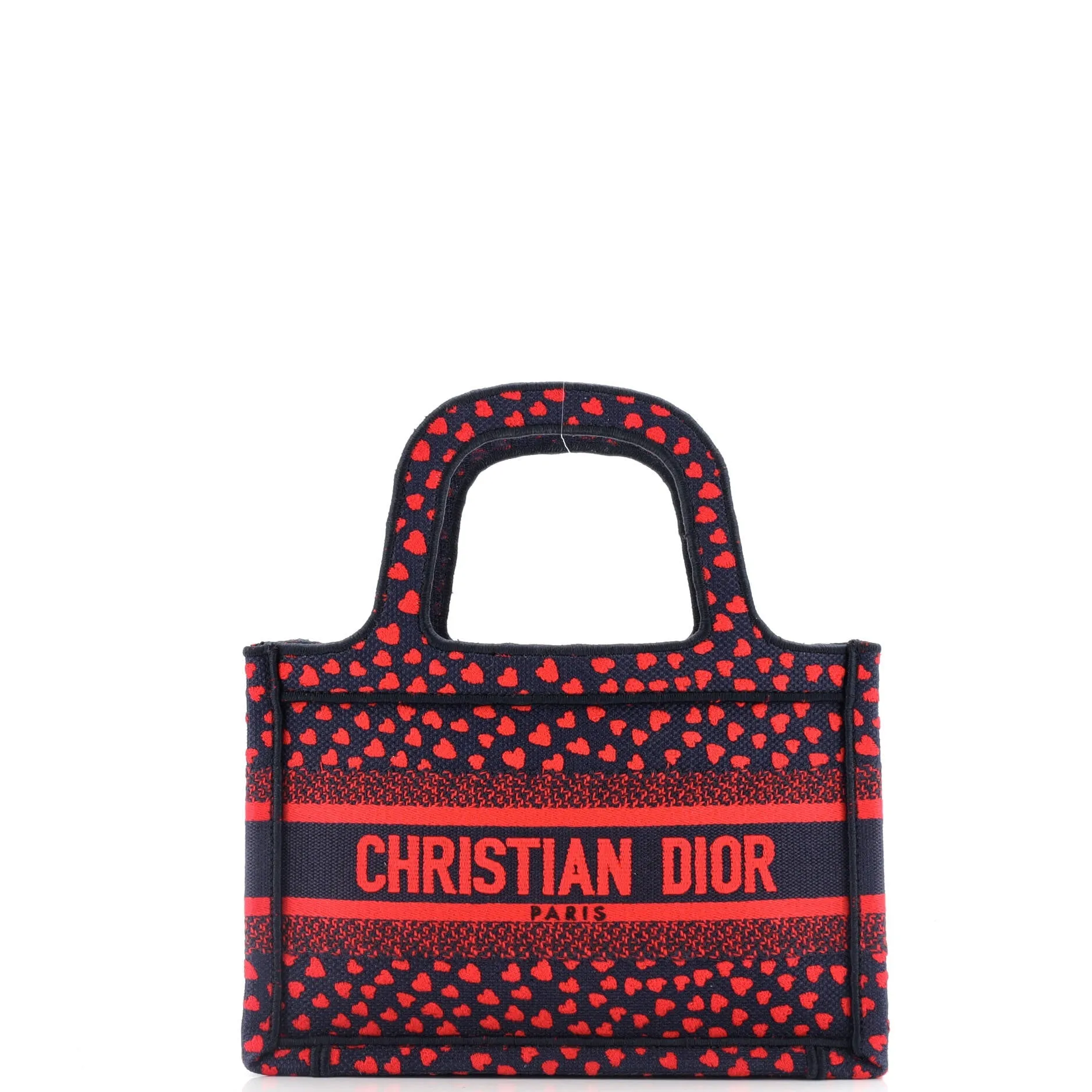 Book Tote I Love Paris Heart Embroidered Canvas Mini