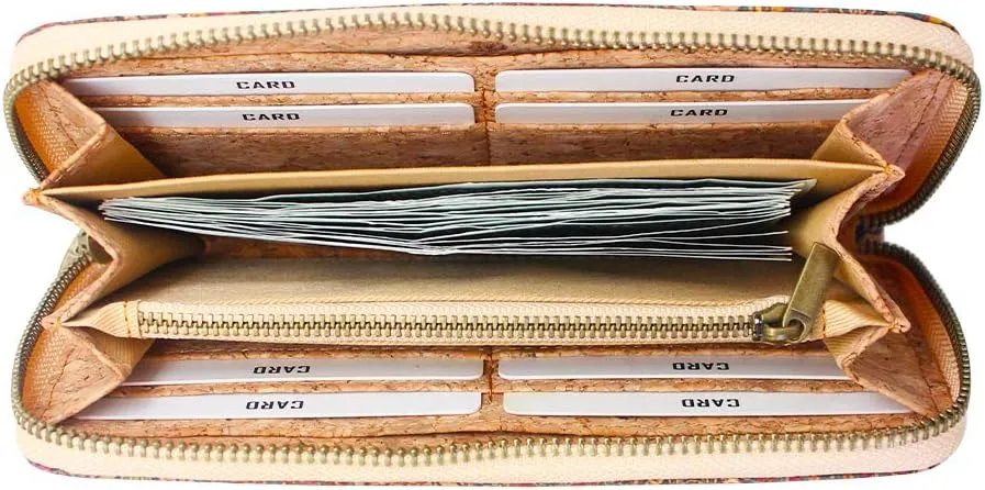 boshiho Vegan Cork Wallets Purse Handbags for Womens Eco Friendly Cork Cell Phone Clutch Bag (Pattern B)