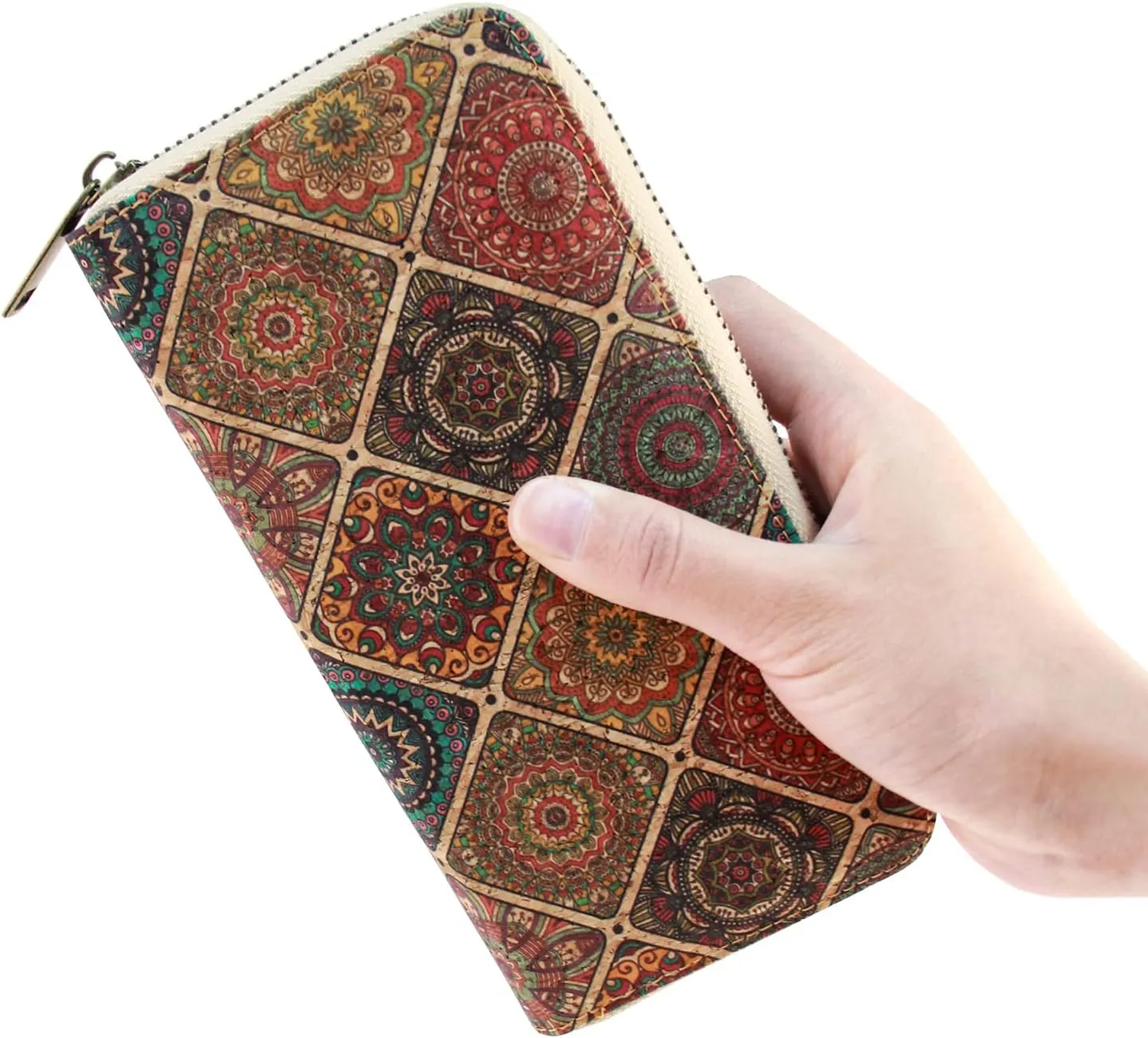 boshiho Vegan Cork Wallets Purse Handbags for Womens Eco Friendly Cork Cell Phone Clutch Bag (Pattern B)