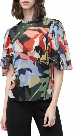Botanical Garden Mock Neck Blouse