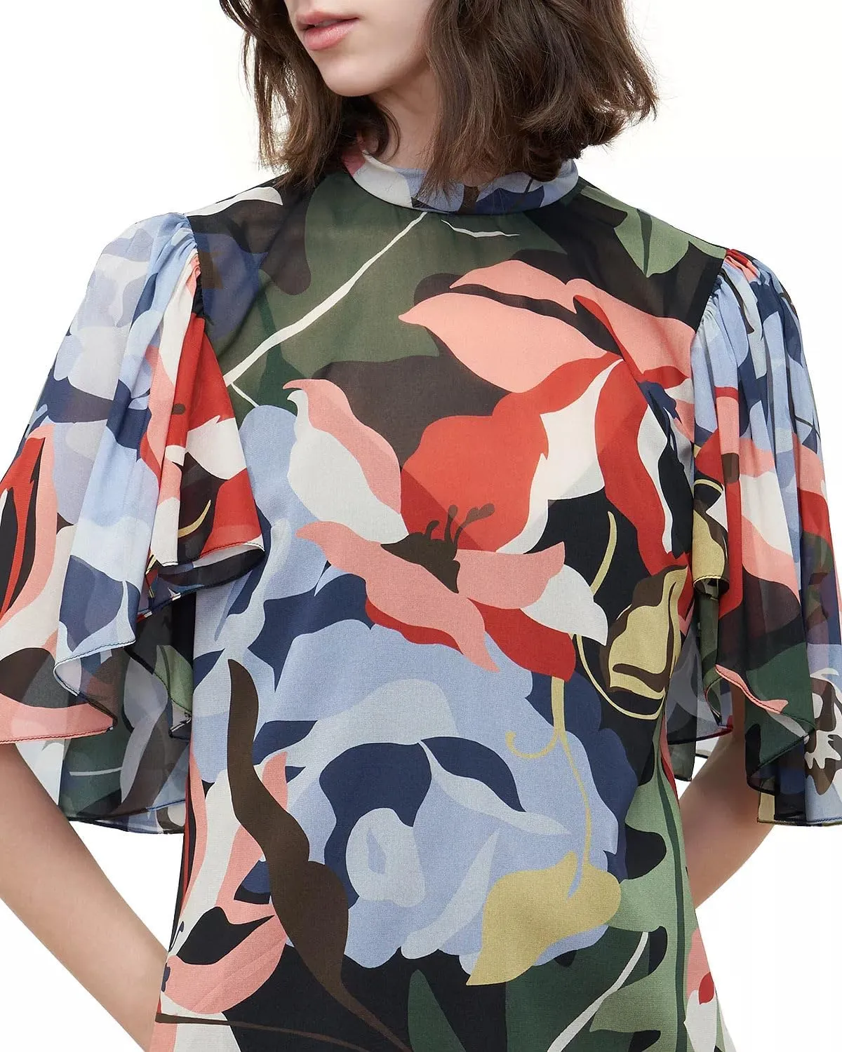 Botanical Garden Mock Neck Blouse