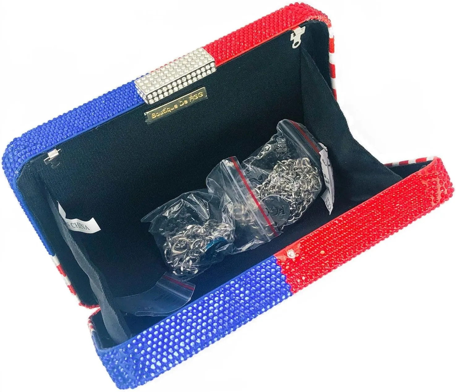 Boutique De FGG The American National Flag Crystal Clutch Purse for Women Evening Bags Party Chain Shoulder Handbags,Mini