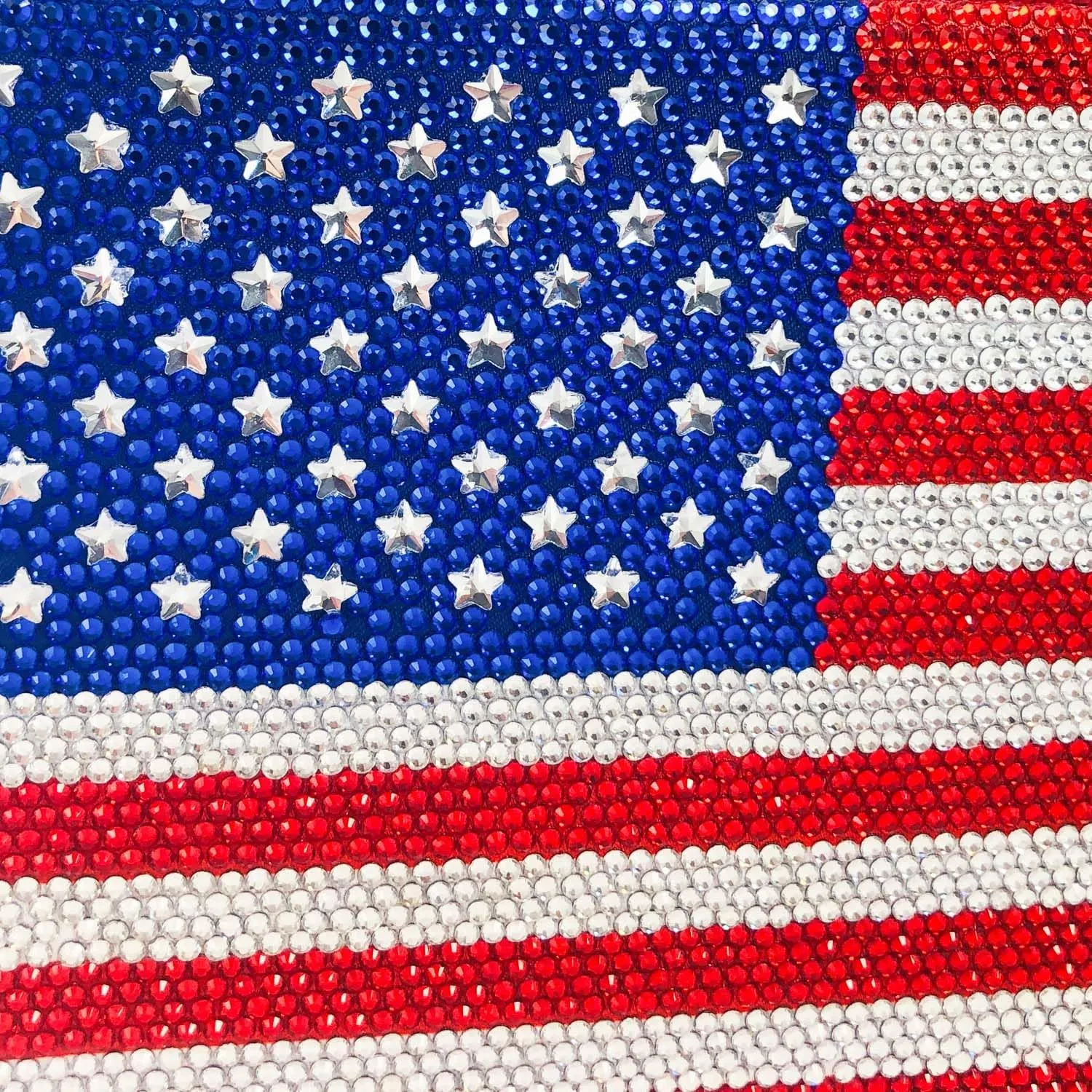 Boutique De FGG The American National Flag Crystal Clutch Purse for Women Evening Bags Party Chain Shoulder Handbags,Mini