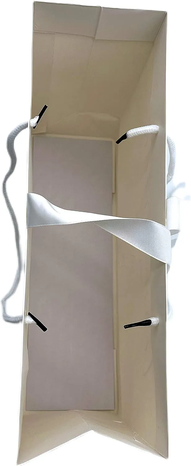 Bridesmaids Gift Bags Proposal, Euro Style With Handle & Satin Ribbon, Set Of 7. In Gold Foil For Bridal Party, Bachelorette Favors, I Do Crew Or Team Bride Tribe Gifts. (White & Gold Foil, 7)