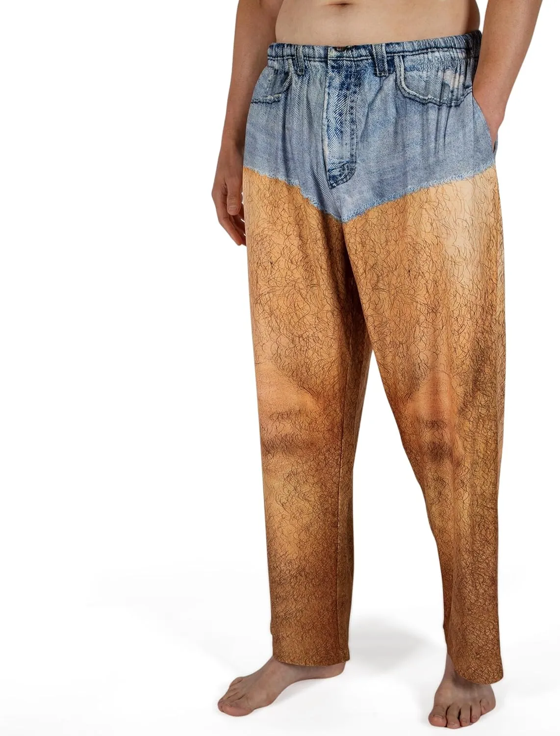 BRIEF INSANITY hairy legs Pajama Pants (S-XXL) | 3D Jean Short Loungewear Pant- Gag Pajama Bottoms (Small)