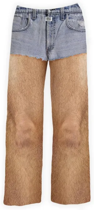 BRIEF INSANITY hairy legs Pajama Pants (S-XXL) | 3D Jean Short Loungewear Pant- Gag Pajama Bottoms (Small)