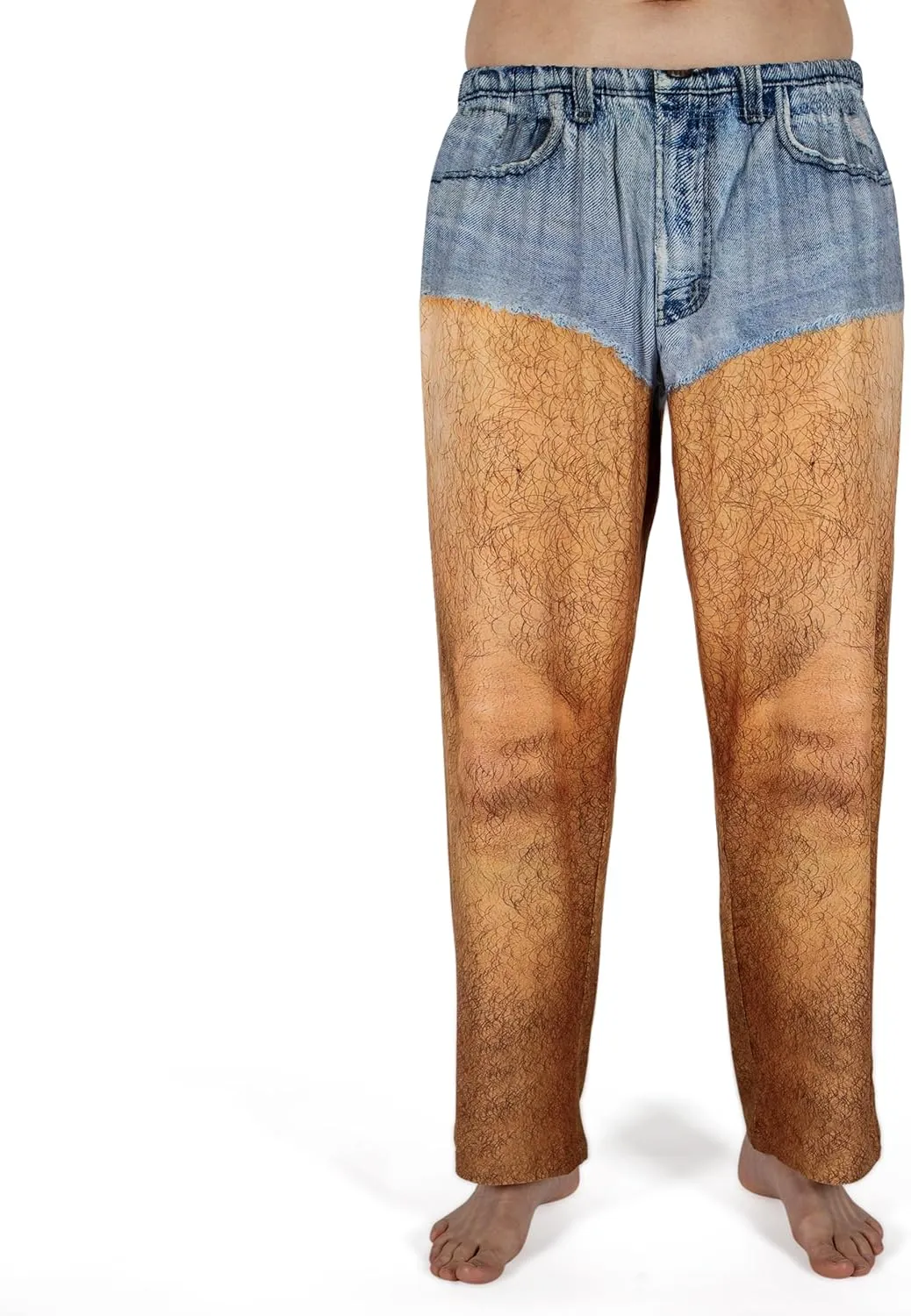 BRIEF INSANITY hairy legs Pajama Pants (S-XXL) | 3D Jean Short Loungewear Pant- Gag Pajama Bottoms (Small)