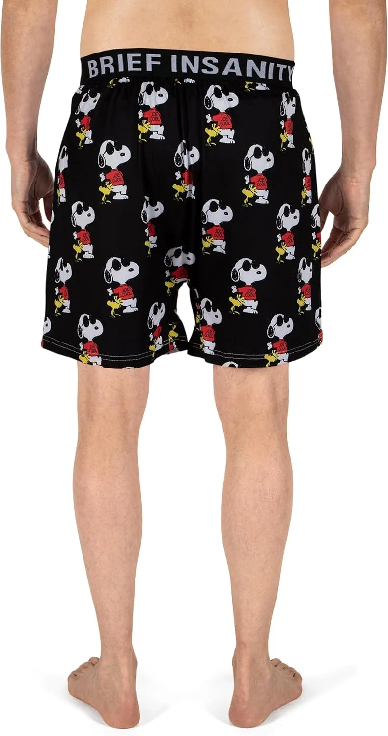 BRIEF INSANITY Snoopy Unisex Joe Cool Boxer Shorts | Peanuts Print Snoopy Boxer Shorts | Charlie Brown