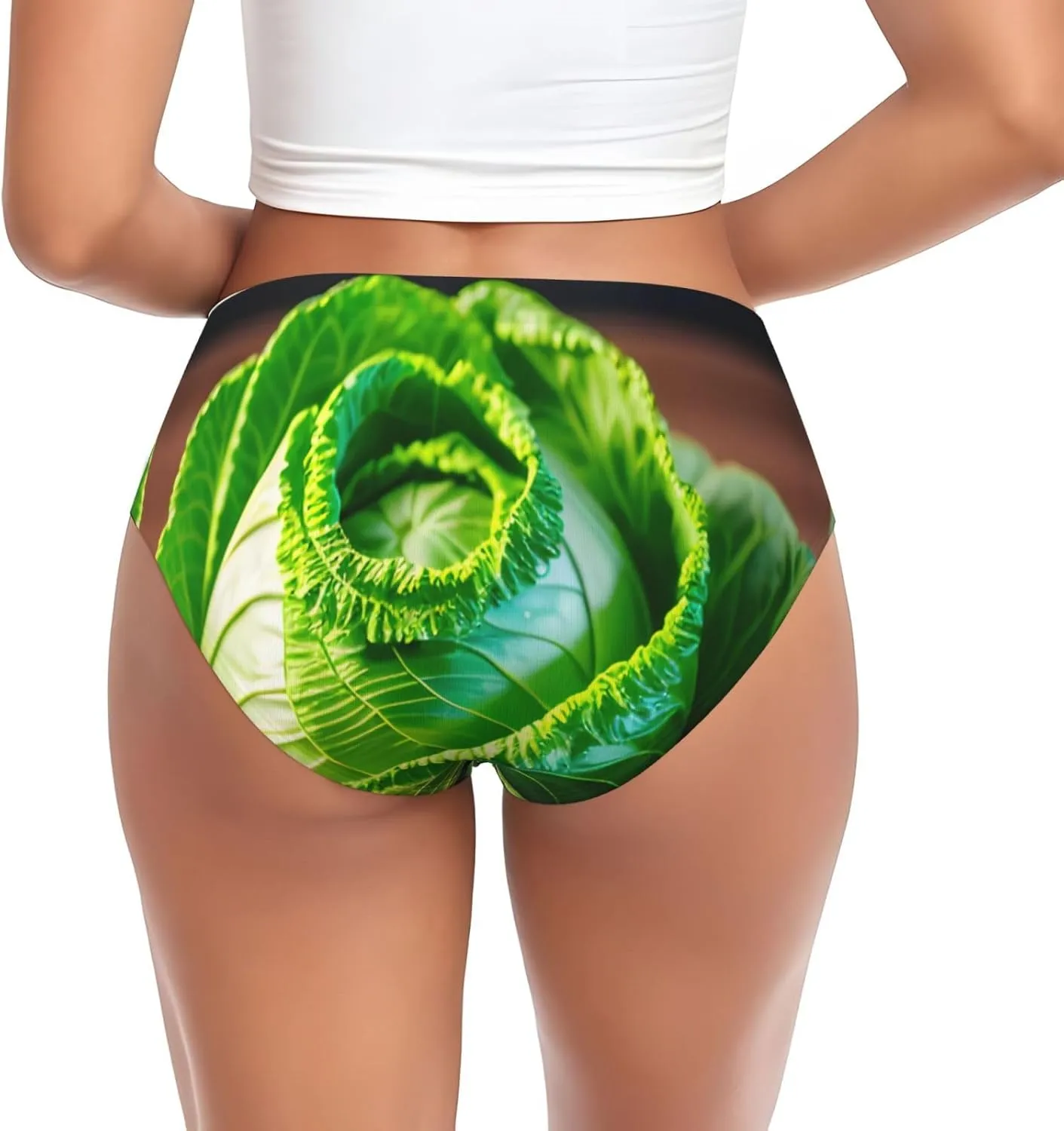 Bright Cabbage Print Soft Cotton Blend Panties,Comfortable Elastic Waistband,Seamless Fit For All-Day Wear