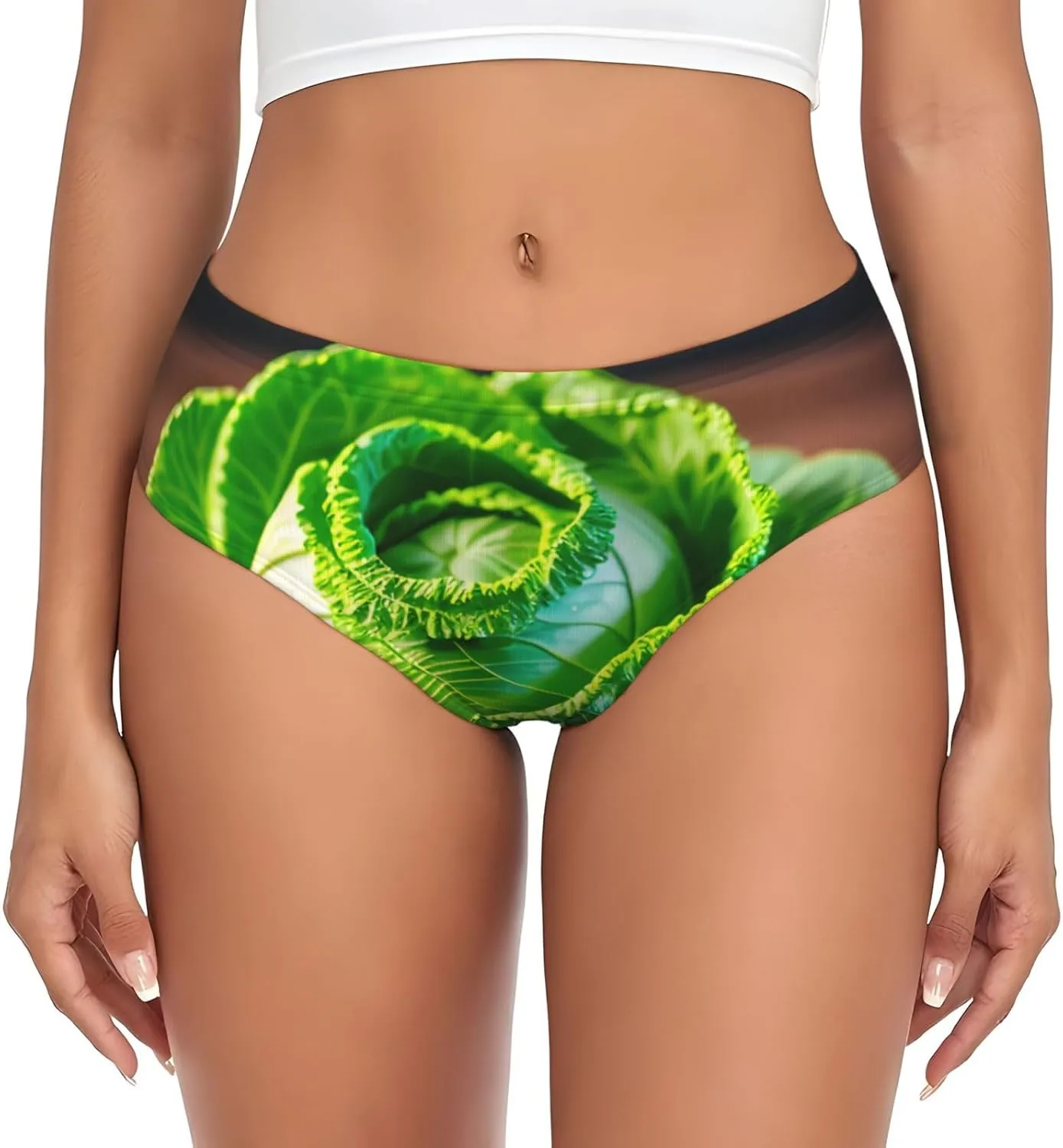 Bright Cabbage Print Soft Cotton Blend Panties,Comfortable Elastic Waistband,Seamless Fit For All-Day Wear