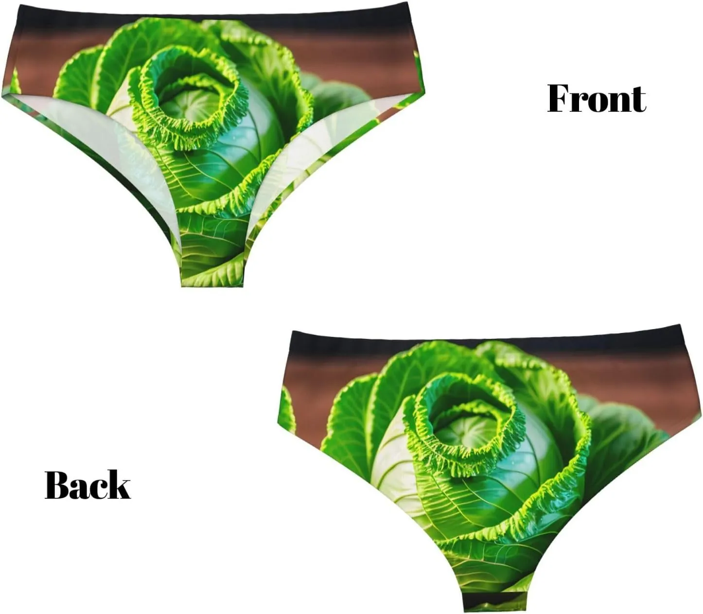 Bright Cabbage Print Soft Cotton Blend Panties,Comfortable Elastic Waistband,Seamless Fit For All-Day Wear