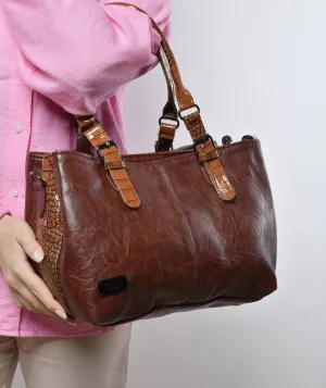 Brown bag with glossy brown accents
