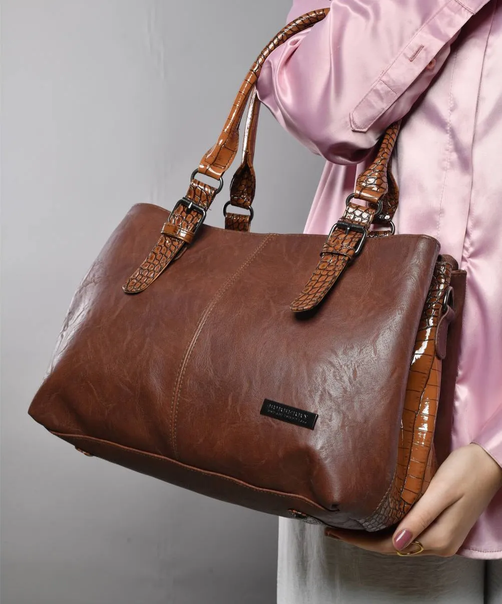 Brown bag with glossy brown accents