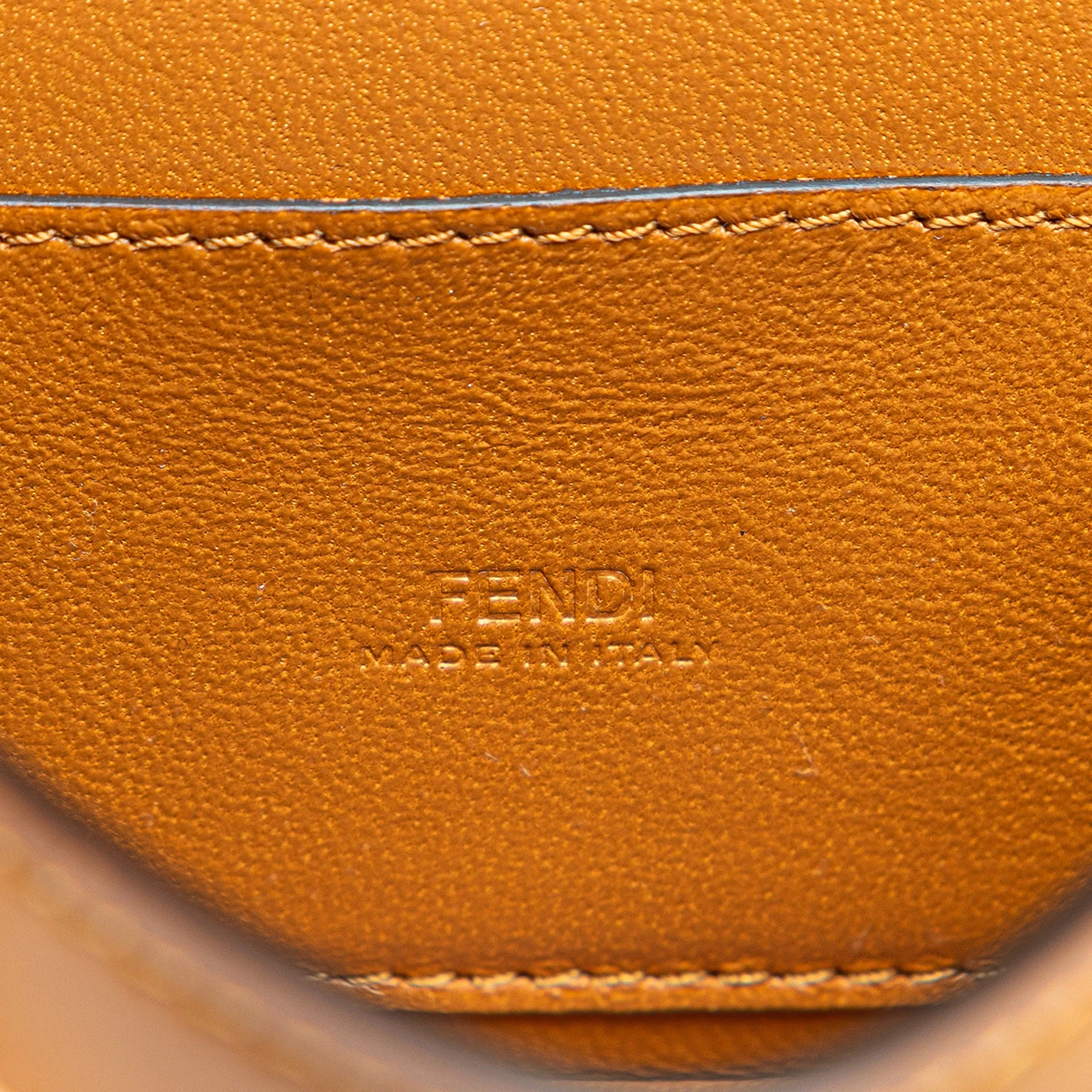 Brown Fendi Nano Bag F Glossy Calfskin Handbag
