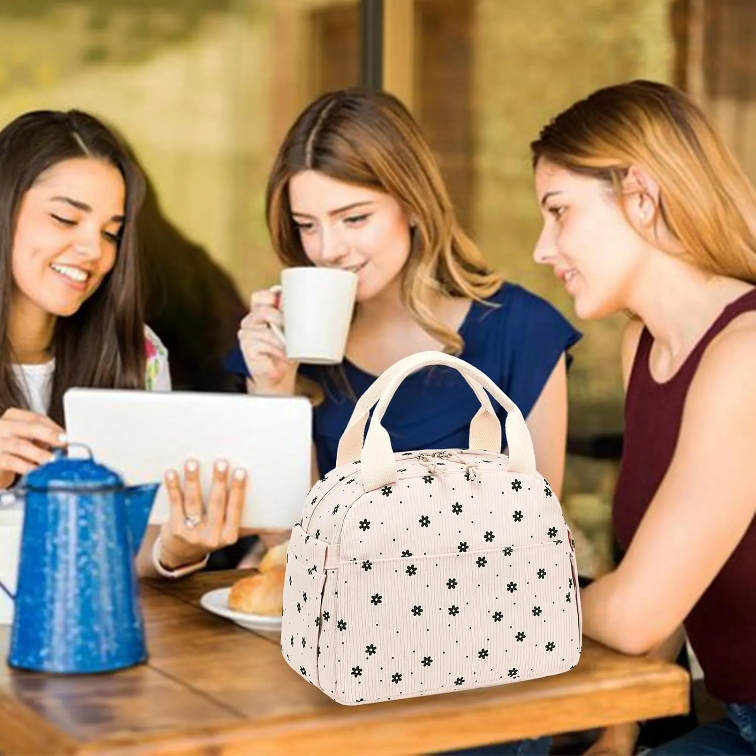 BTOOP Lunch Box for Women Men Cute Corduroy Lunch Bags Large Capacity Insulated Lunch Tote Bag For Work Travel Or Picnic